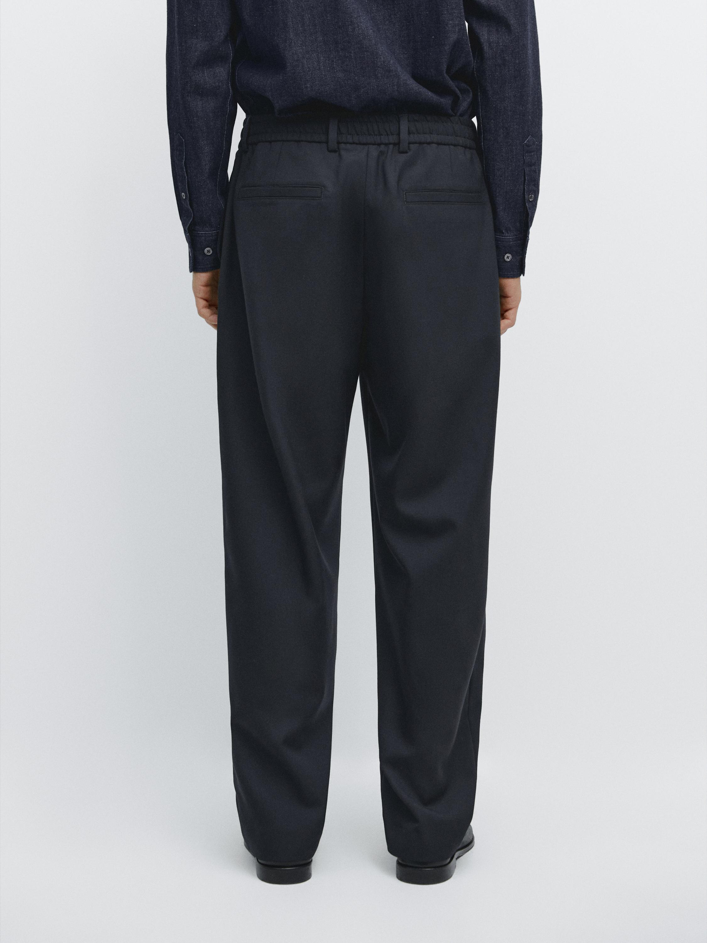 Pantalon structuré en laine froide